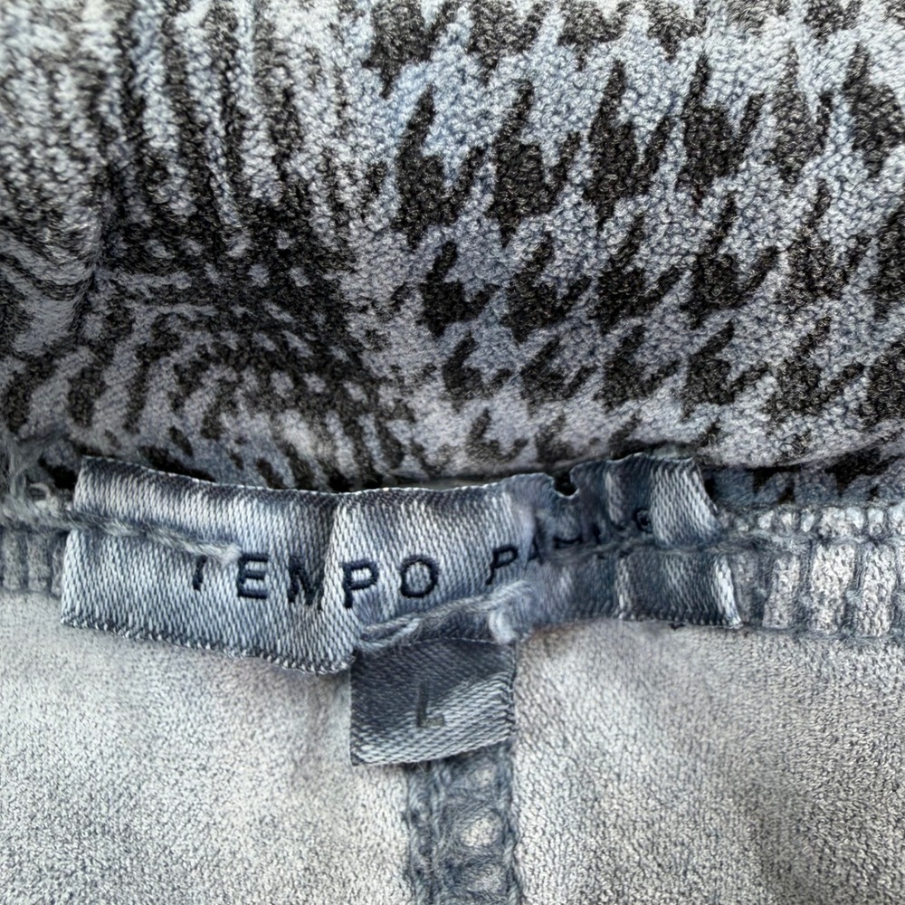 TEMPO PARIS Grey Blue Houndstooth Print Drawstring Jogger Pants Italy Size L - Picture 4 of 7